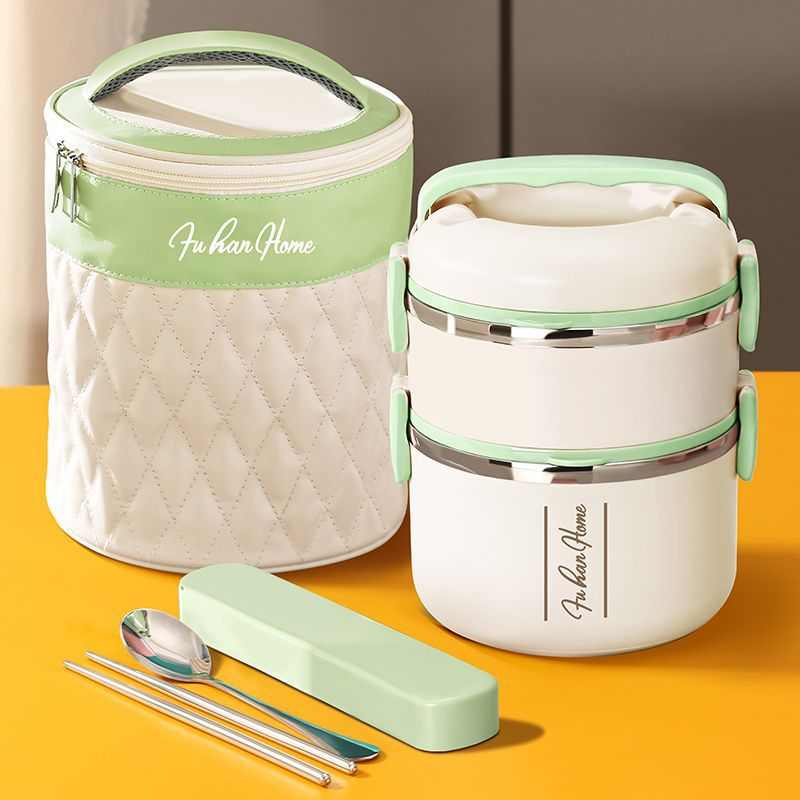 圆型饭盒上班族便携多层保温饭桶大容量便当盒304不锈钢带饭森升