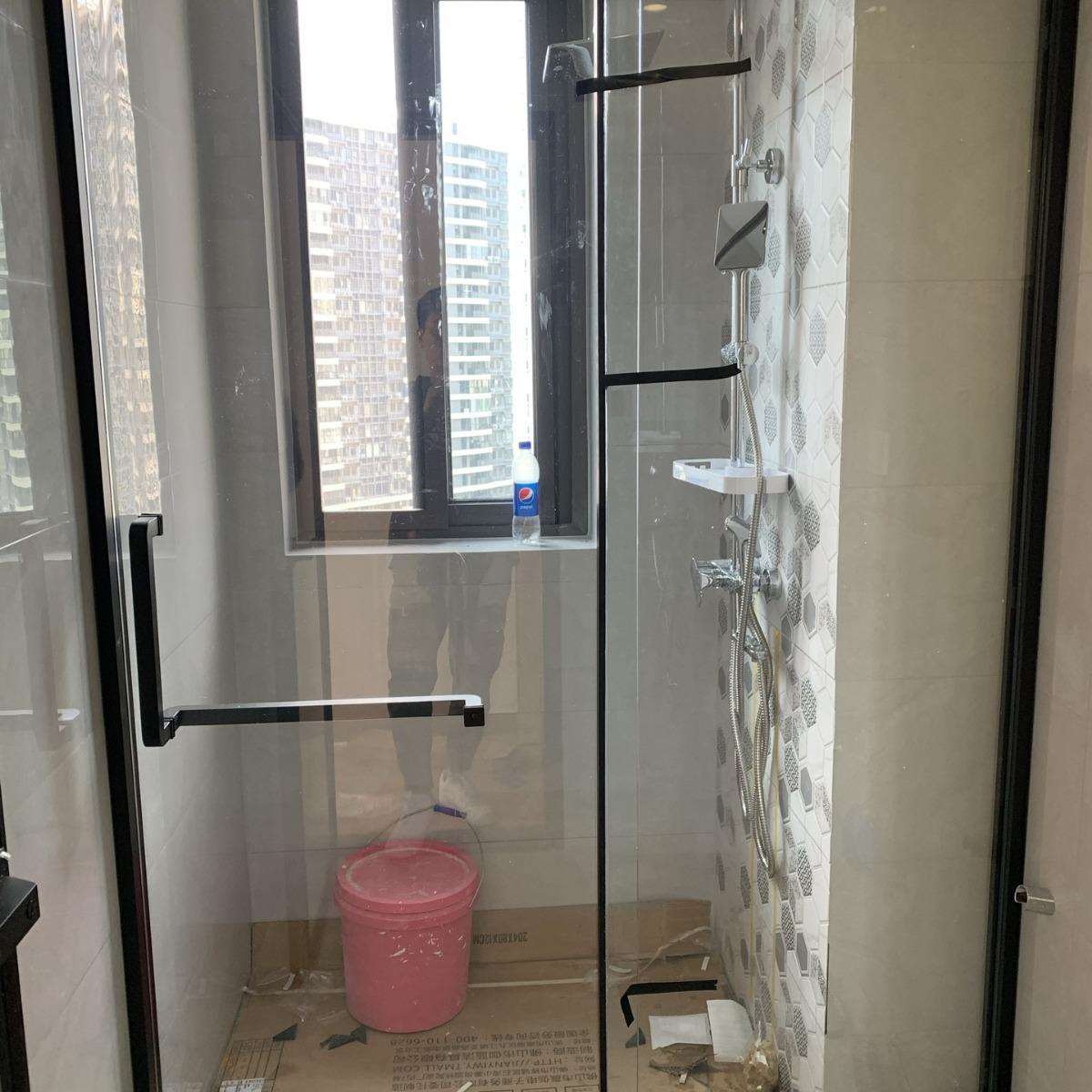外贸批量工程弧扇形淋浴房玻璃推拉门不锈钢浴室干湿分离隔断卫生