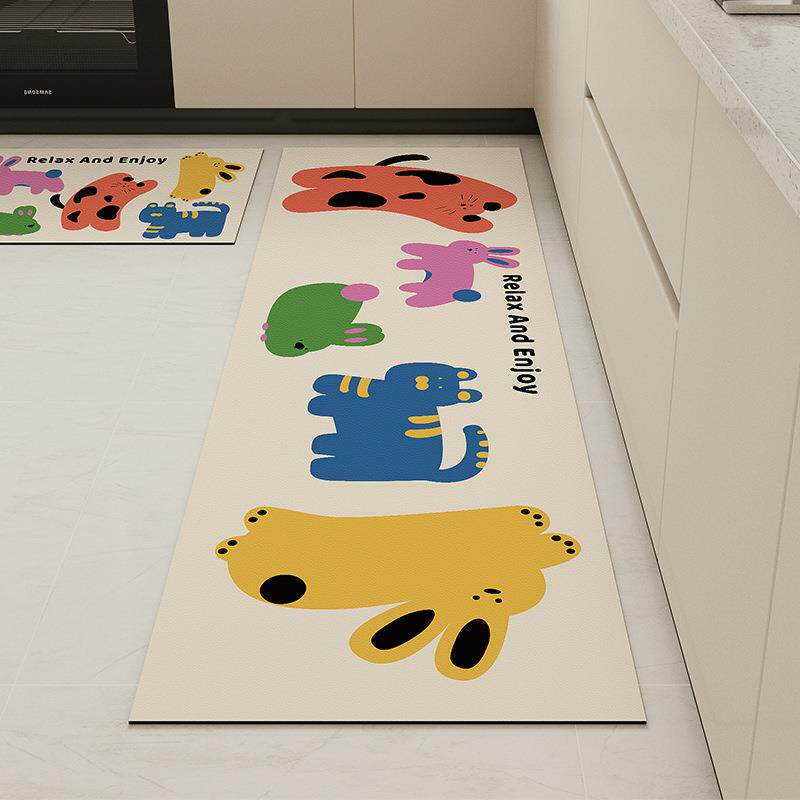 厨房专用地垫硅藻泥l形吸水免清洗防脏防滑地毯防水防油门口垫子