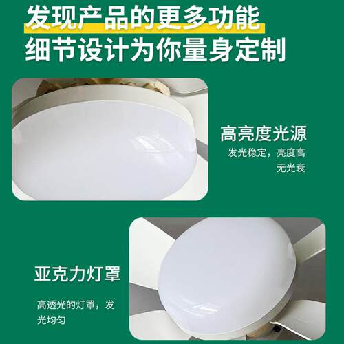 新款六叶E27螺口LED风扇灯遥控三色调光客厅卧室吊扇灯静音风扇灯
