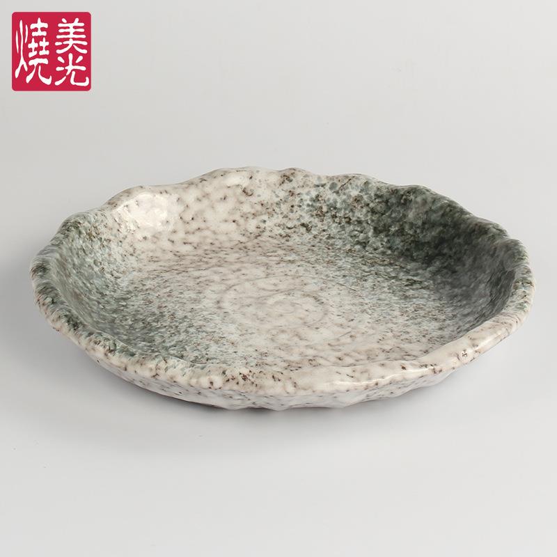 0/12花边寸浮雕汤凹披萨面包圆形盘陶瓷1平盘VHK蔬菜沙拉水果大盘