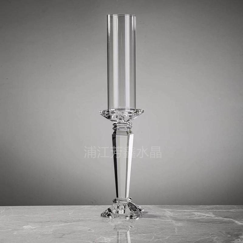 欧式晶玻璃水烛台庆餐桌浪漫蜡台烛摆件装饰婚家居客厅道1103具白