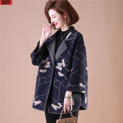 高贵妈妈秋冬装双面毛呢外套中老年女装春秋大码呢子大衣2025新款