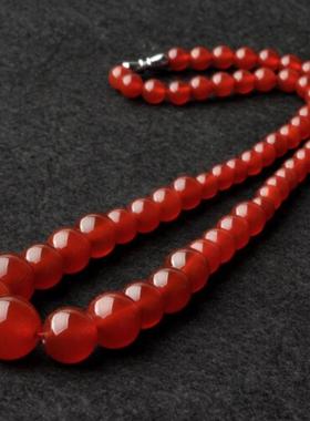 厂家直销5A级天然红玛瑙绿项链红玉髓塔链女款红色时尚圆珠女项链