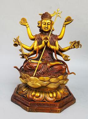 大号铜斗姆元君铜像先天道母四面八臂斗母斗姥元君家居摆件