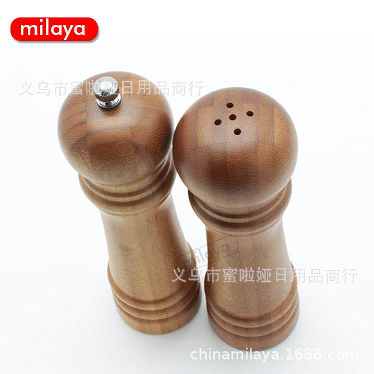 厂家新款天然竹制胡椒磨套装 欧式手动胡椒研磨器