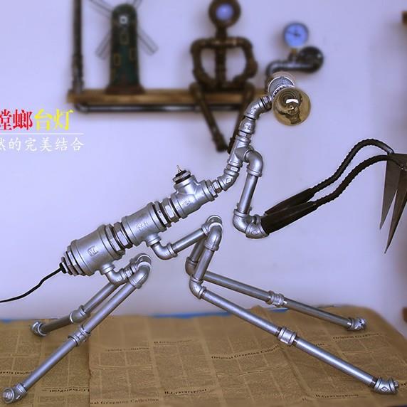 跨境工业风水管个性创意酒吧装饰led仿生螳螂台灯壁灯
