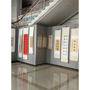 无缝字画展板墙学校艺术文化中心作品摄影宣传隔断贴纸亚麻织物艺