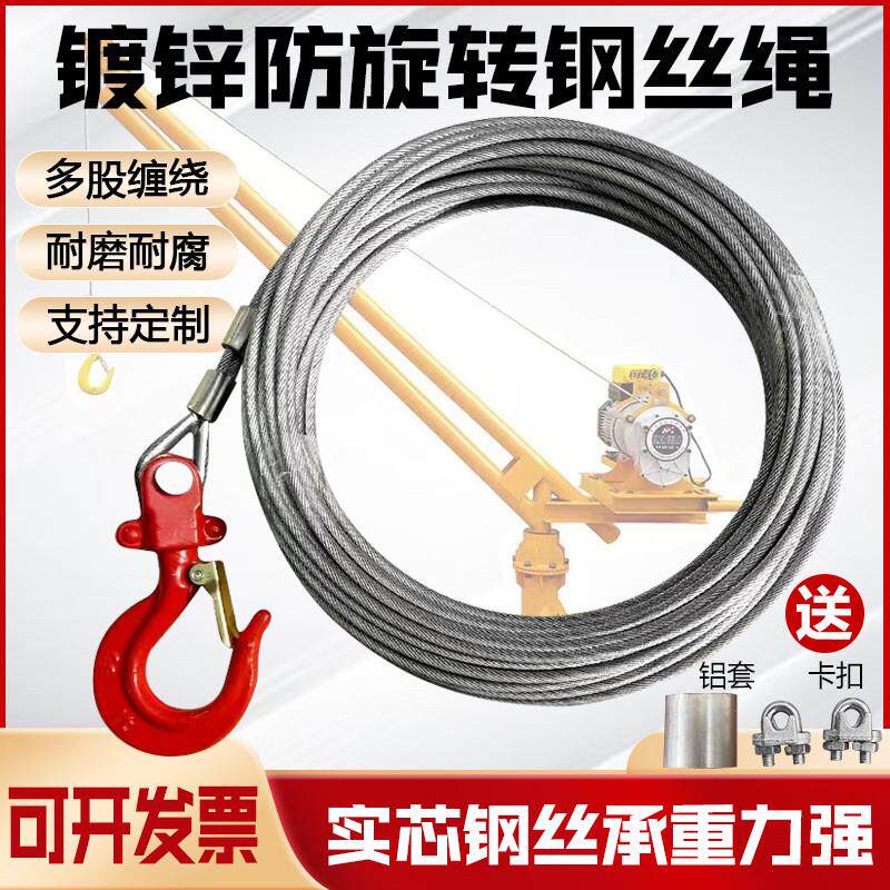 钢丝绳微型电动吊车提升机家用小吊机卷扬机吊窗机专用防旋转钩子图片