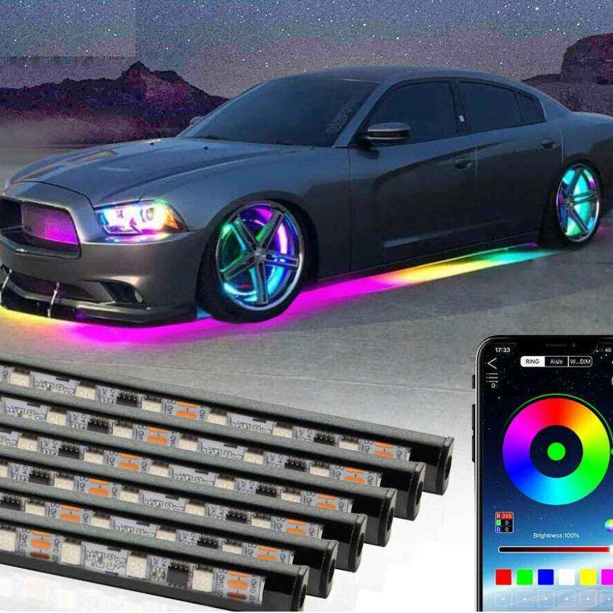 汽车底盘灯七彩流光跑马灯装饰氛围灯led幻彩APP控制音乐节奏灯条