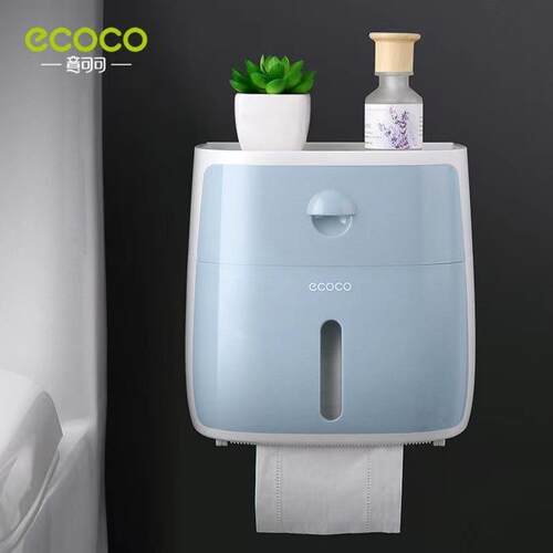 EKKO Double Layer Bathroom Tissue Box and Shelf, Wall-Mounte