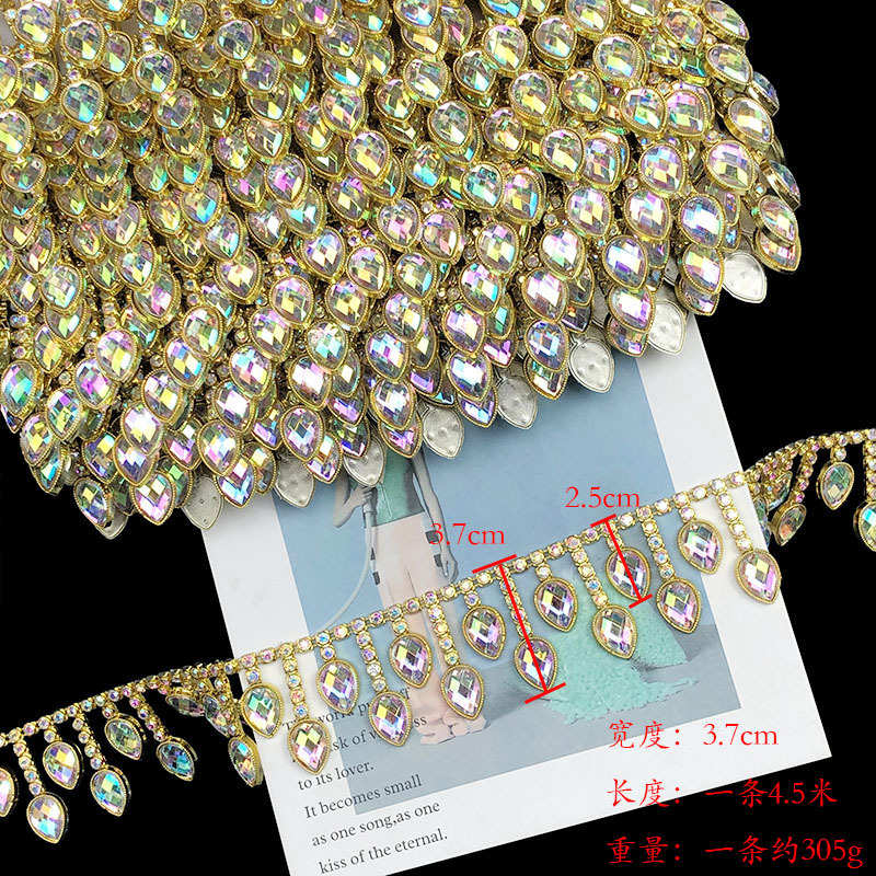 新款金色亮钻线钻手工闪钻链条diy民族服饰花边配件银色水钻链条