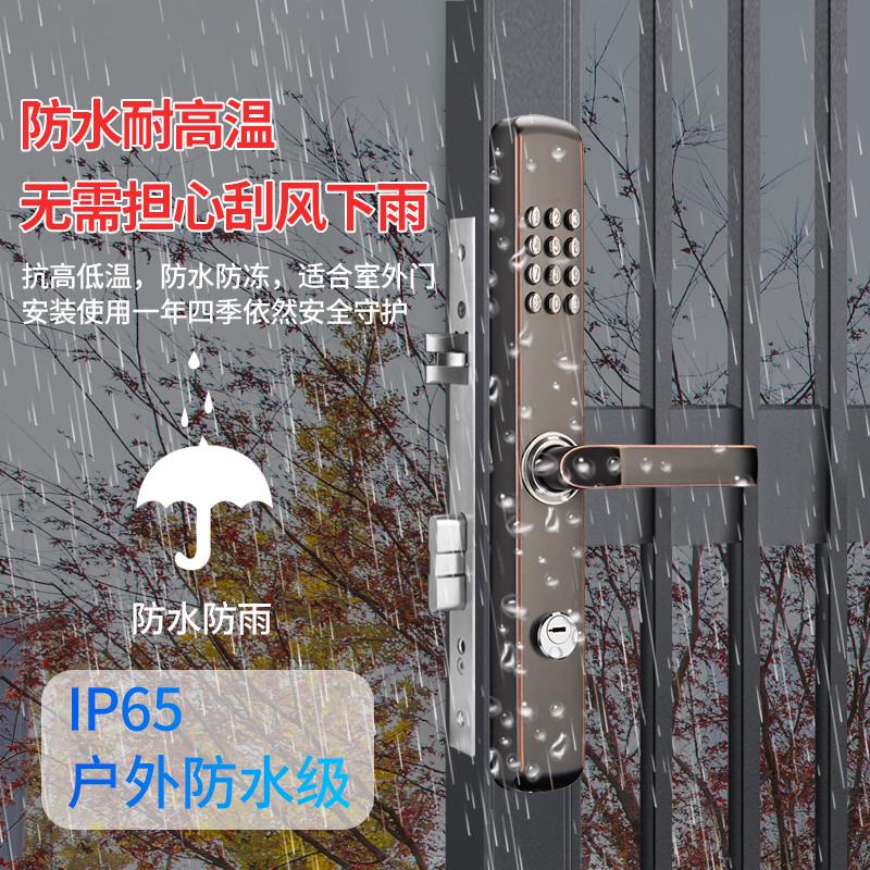 尚益户外防水断桥铝玻璃门铁艺门花园别墅大门双面机械密码锁门锁