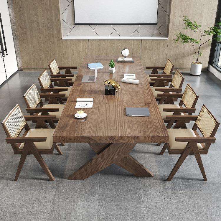 大型实木会议桌长桌简约现代办公阅览室桌椅组合工业风北欧长条桌