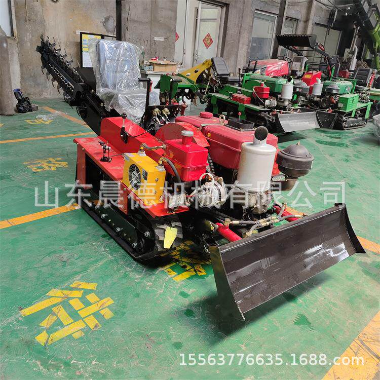双链条开沟机 农用履带式挖沟20公分管道填埋开槽机