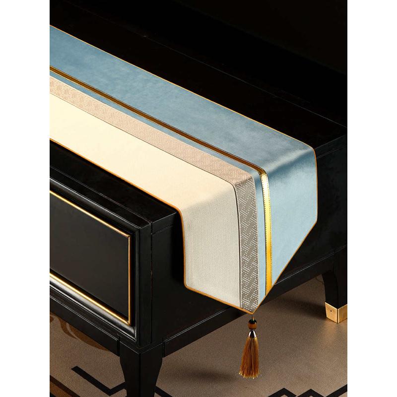 新中式桌旗轻奢高端茶几垫布餐桌布茶台布艺长条装饰布茶席茶桌布