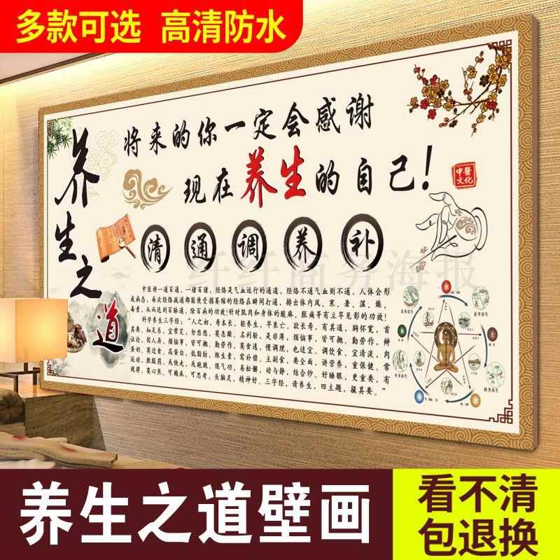 中医养生挂图艾灸装饰画养生之道艾灸推拿按摩拔罐针灸海报壁画