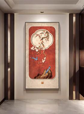 喜气盈门玄关装饰画新中式入户正对门挂画红色寓意好走廊过道壁画