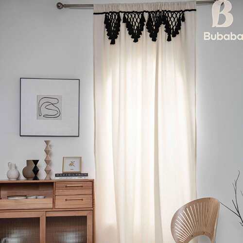 爸窗帘成品959纯色麻爸三角流棉苏卧室客厅飘窗半布遮光隔断帘装