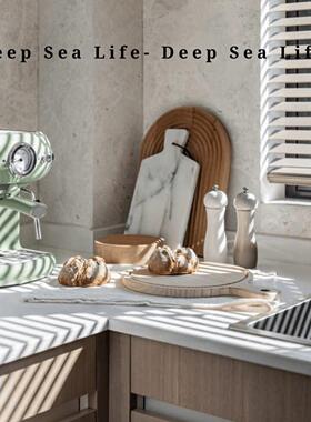 现代简约样板间公寓厨房烘培组合摆件咖啡机托盘彷真面包软装饰品