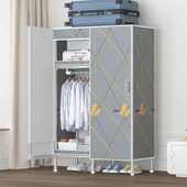 开门式 简易布衣柜家用卧室全钢架加粗加厚钢管出租房结实耐用衣橱