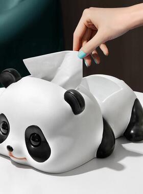 北欧熊猫纸巾盒创意摆件多功能钥匙收纳客厅餐桌面家居可爱装饰品