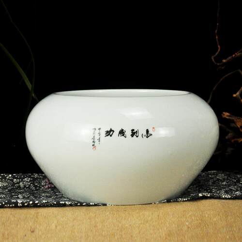 正品包邮景德镇陶瓷缸水浅乌龟鱼缸笔 洗小花盆到 摆件生肖马 马