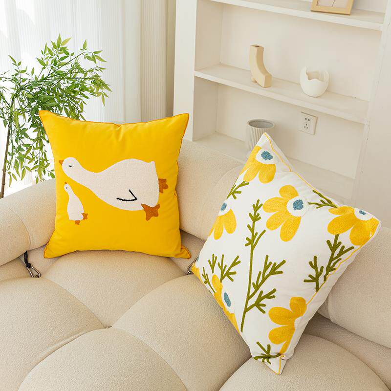 依兮可爱花卉抱枕套纯棉刺绣抱枕沙发靠垫靠背花朵小清新韩式北欧