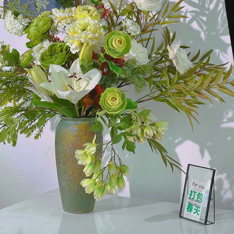 莫奈的花园绿色梦幻泡泡花瓶陶瓷花瓶桌面地面大堂陶瓷花瓶绿色系