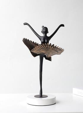现代轻奢金属女孩芭蕾舞者工艺品礼物小雕塑客厅房间家居摆设装饰