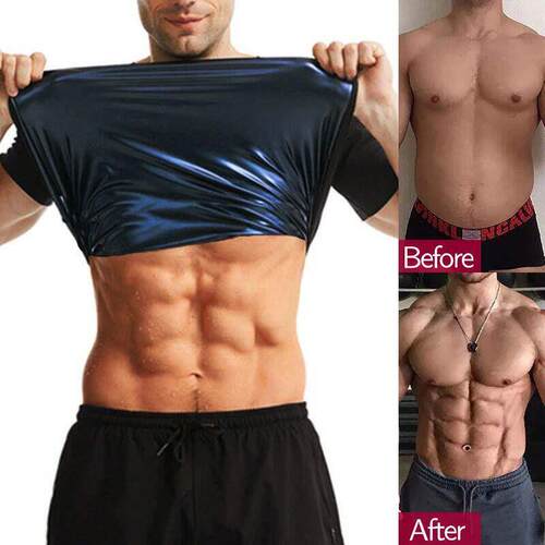 Men Sauna Suit Body Shaper Shirt Weight Loss Vest Waist Trai