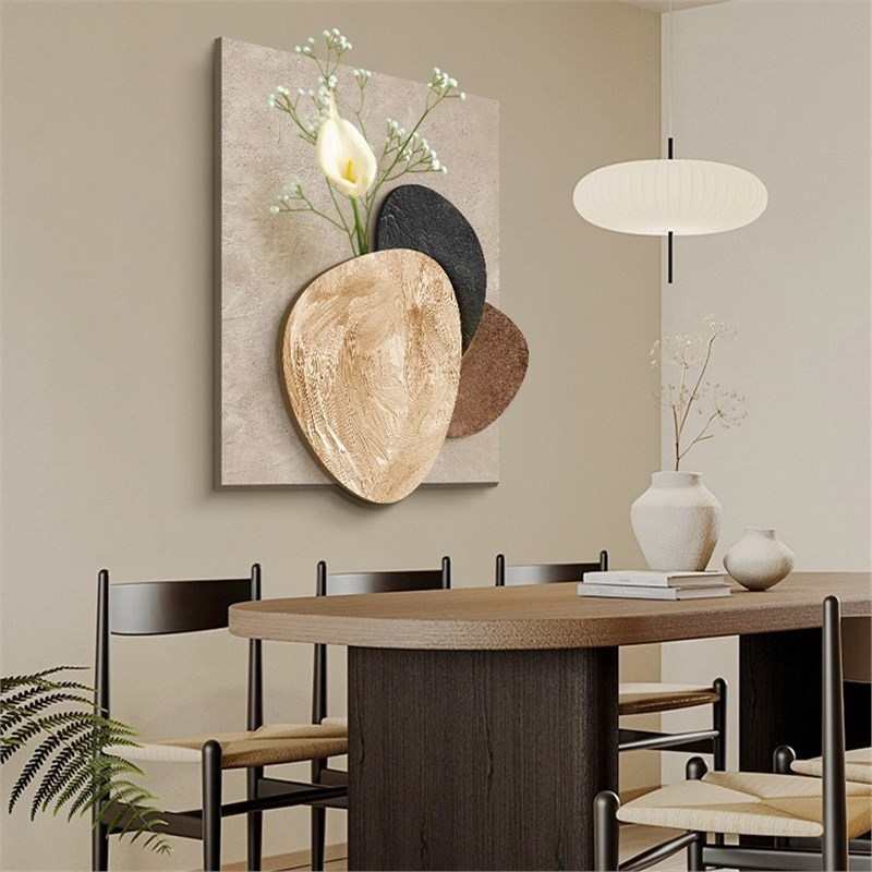 双层立体雕刻奶油风绿植竖款电表箱装饰画推拉配电箱开关遮挡挂画