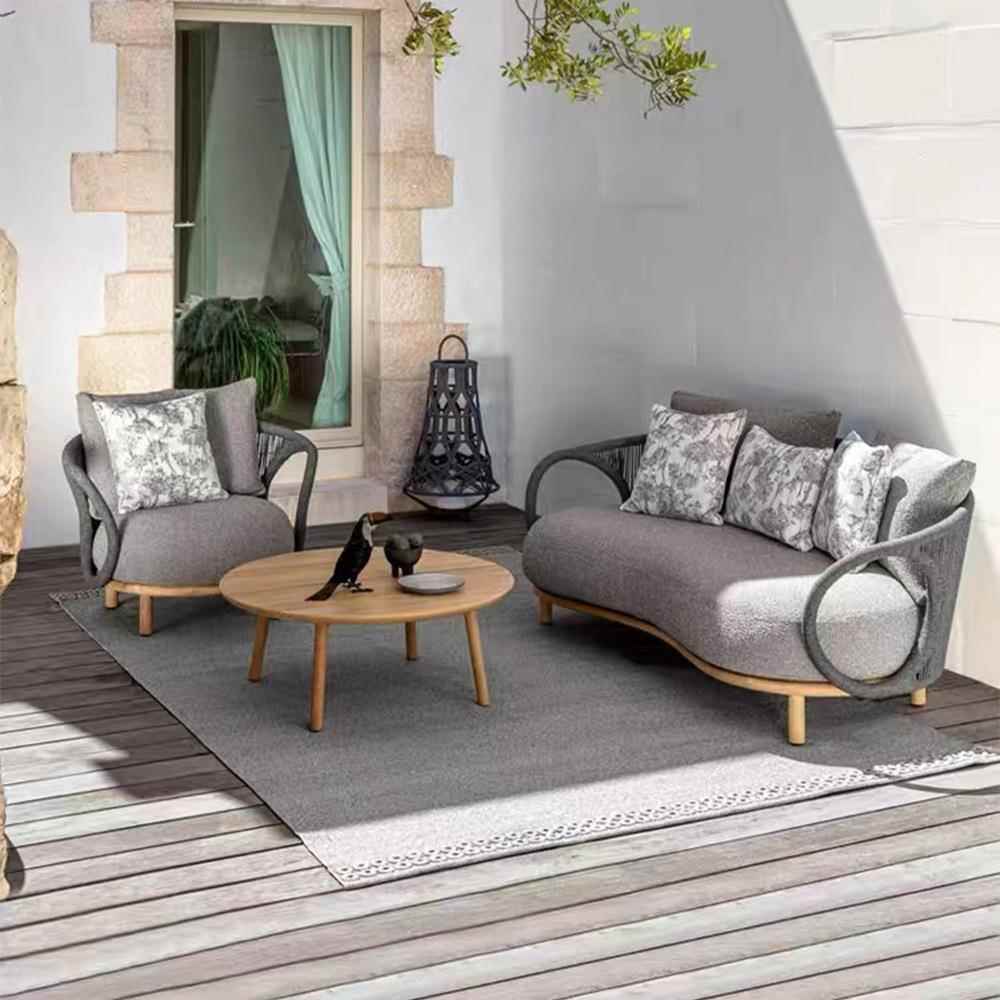 户外休藤编AA-002床沙发柚花园木酒店设计师闲懒人躺茶几阳台组合