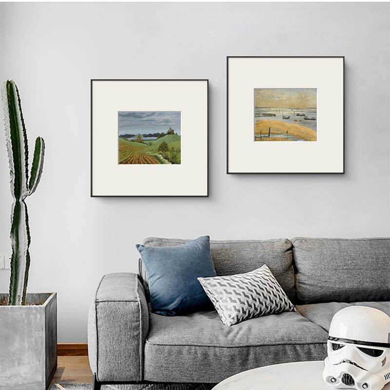 客厅沙发背景墙装饰画中古风田园小众风景卧室挂画样板房组合壁画