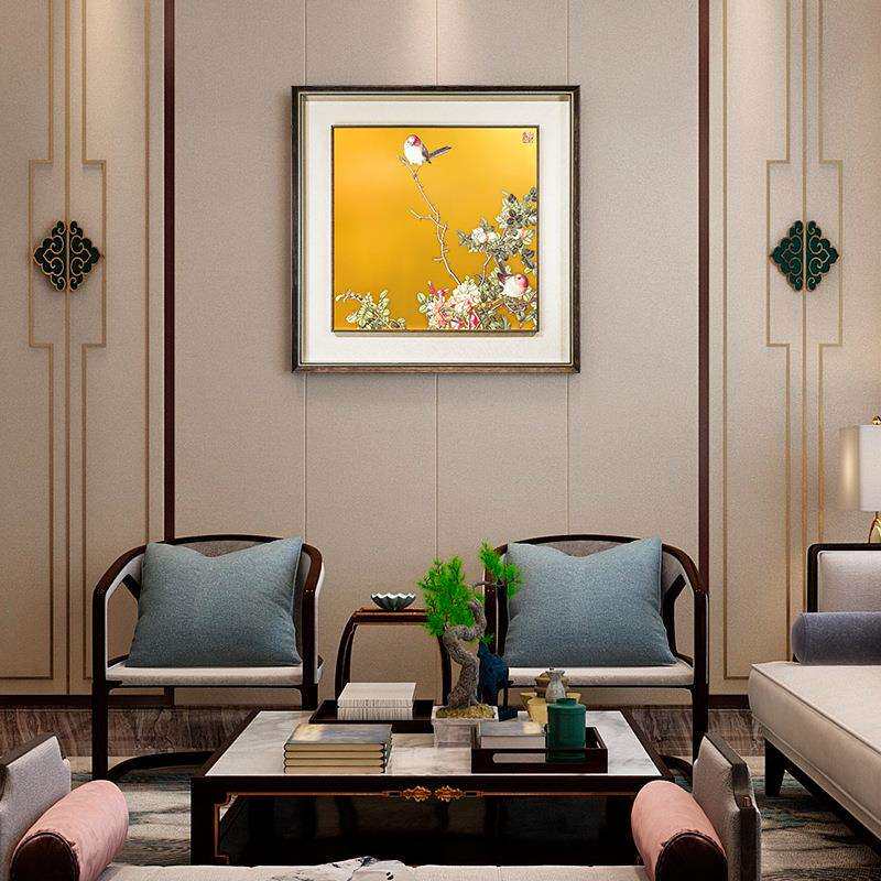 厂家直销新中式装饰画客厅书房茶室玄关挂画《仙萼长春图》铜板画