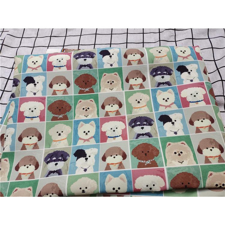 卡通狗布料细帆布印花手工diy面料包包幼儿园宿舍桌布插画少女心