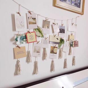 背景墙挂绳作品展示墙上照片墙装饰挂件网红diy墙面悬挂绳子麻绳