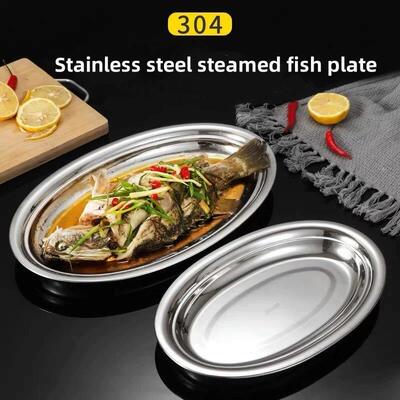 Multi-Size 304 Stainless Steel Oval Fish Plates Household Fo