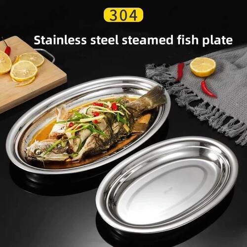 Multi-Size 304 Stainless Steel Oval Fish Plates Household Fo