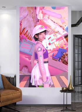 机车女孩集原美背景布宿舍床头挂布卧室装饰墙布竖款简约挂毯