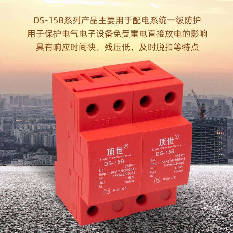 一级浪涌保护器 10/350us电源电涌防雷器 15KA顶世配电系统2P
