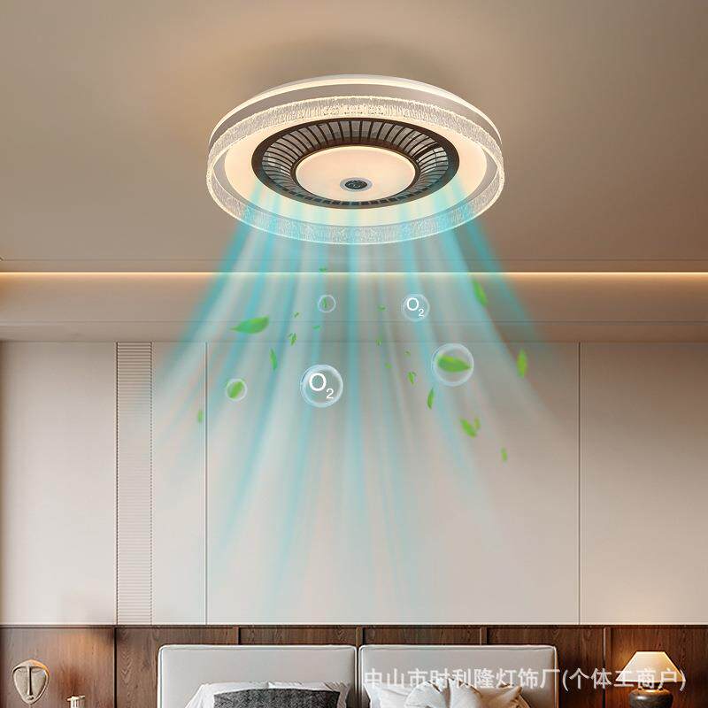 无叶风扇灯现代简约圆形卧室灯吸顶灯2025新款智能简约led电扇灯