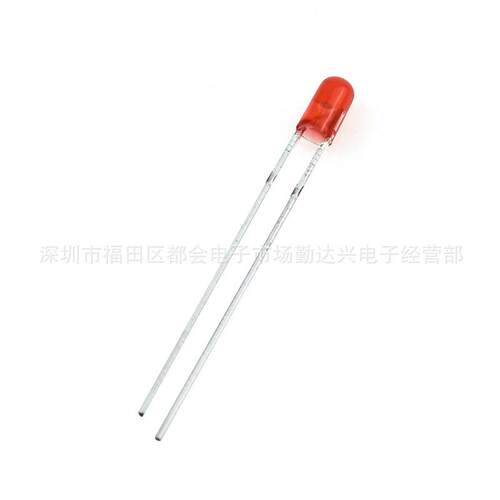 3MM无边红发普红 高品质圆头灯珠 F3无边三元红灯 led发光二极管