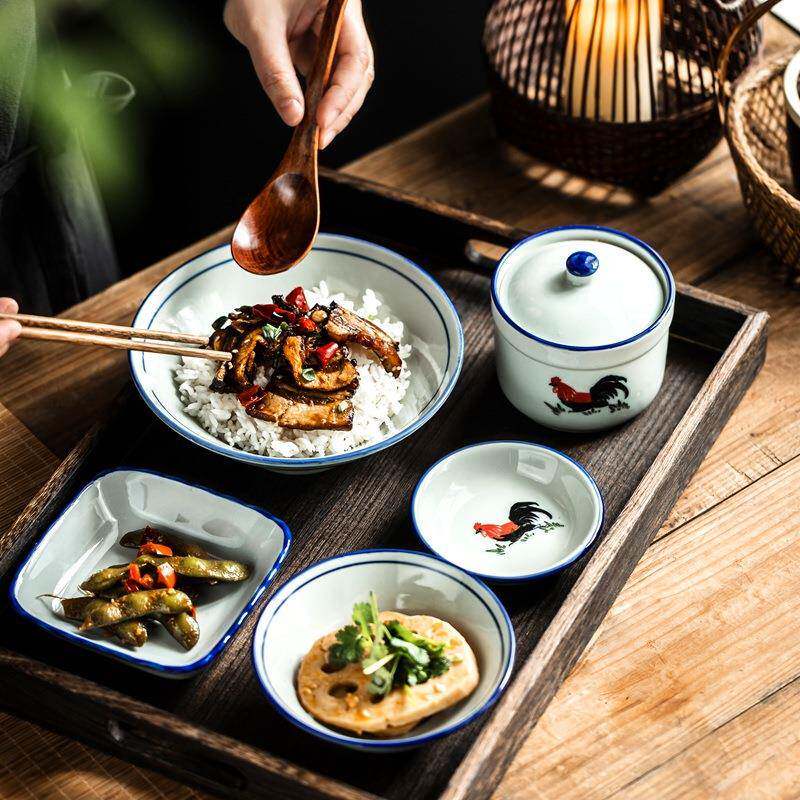 碗具套装一人陶瓷碗碟Z1204套装盘家食用碗餐用具吃面大碗饭碗个