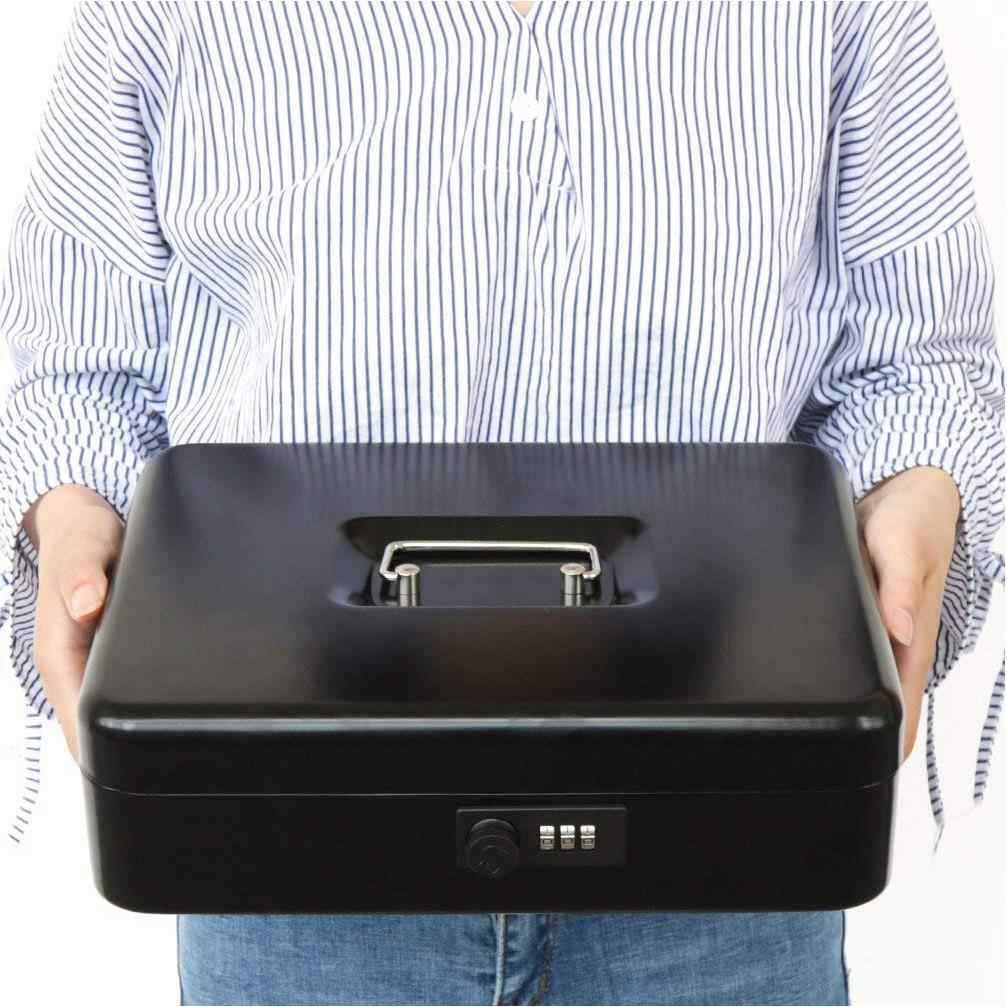 密码锁家纳用带锁箱019收铁盒储盒收纳盒儿童存钱箱收银蓄金属西