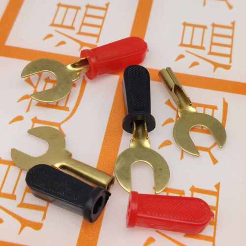 U型接线叉 冷压接线端子  物理实验导线 叉头叉片 铜件6MM