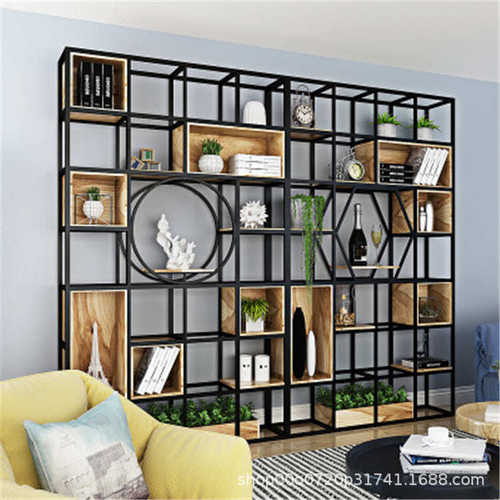 储物柜风美式书架隔断落地艺屏风铁复古展示架工业玄关办公