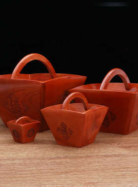 桃木米斗结婚米斗升子四方老式实木仿古招财进宝桌面日进斗金摆件