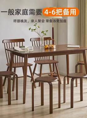 实木凳子可叠放圆凳家用餐椅客厅木头高板凳现代简约餐桌凳木椅子