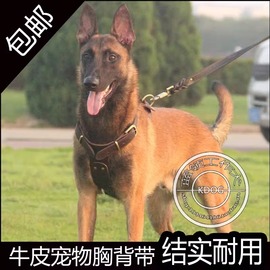 狗狗胸背带大型犬牵引绳狗链子牛皮真皮德牧马犬狗项圈狗背带胸带